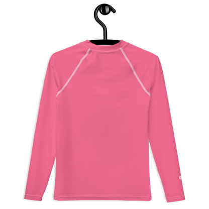 Michigan Upper Peninsula Rash Guard (w/ UP Outline) | Youth - Rhodochrosite Pink