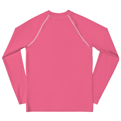 Michigan Upper Peninsula Rash Guard (w/ UP Outline) | Youth - Rhodochrosite Pink