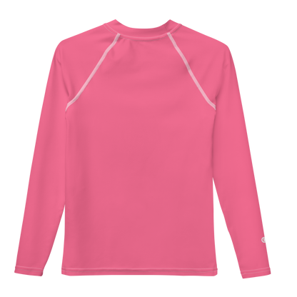 Michigan Upper Peninsula Rash Guard (w/ UP Outline) | Youth - Rhodochrosite Pink