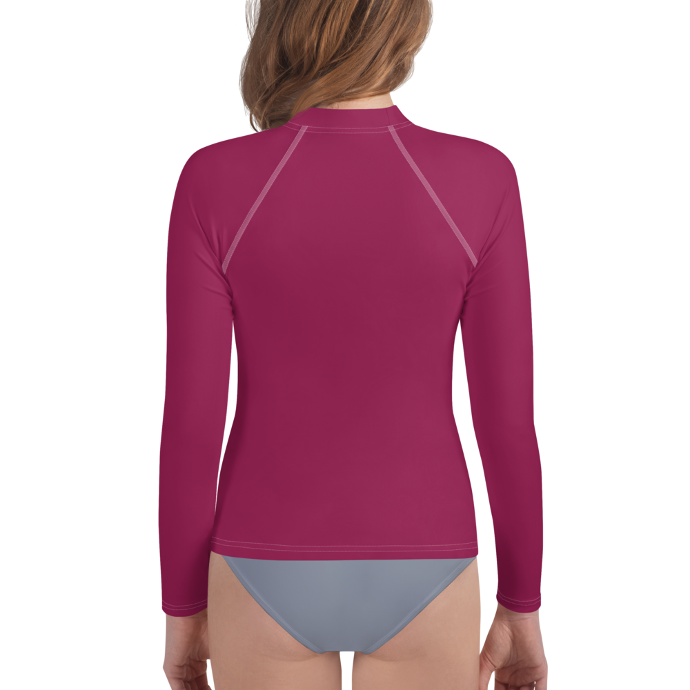 Michigan Upper Peninsula Rash Guard (w/ UP Outline) | Youth - Ruby Red