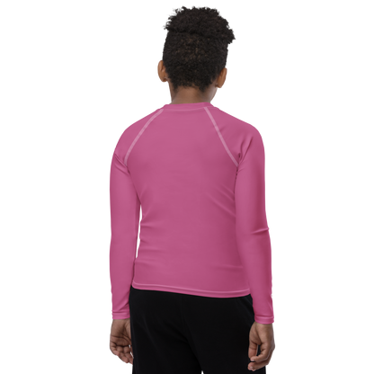 Michigan Upper Peninsula Rash Guard (w/ UP Outline) | Youth - Apple Blossom Pink