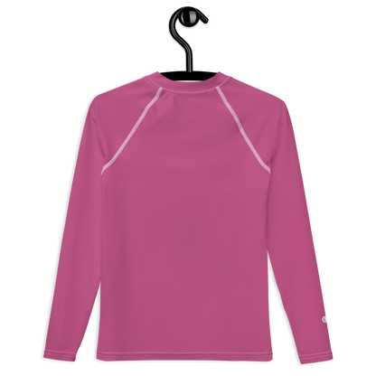 Michigan Upper Peninsula Rash Guard (w/ UP Outline) | Youth - Apple Blossom Pink