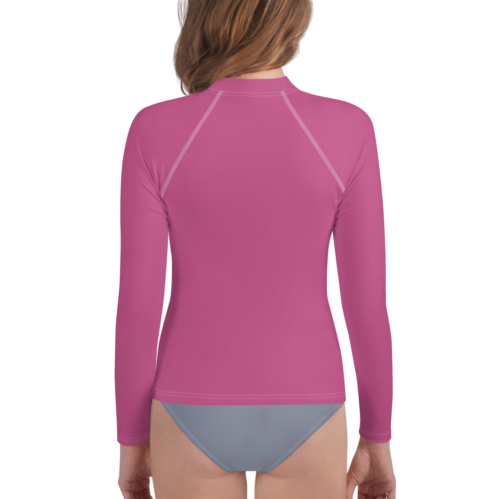 Michigan Upper Peninsula Rash Guard (w/ UP Outline) | Youth - Apple Blossom Pink