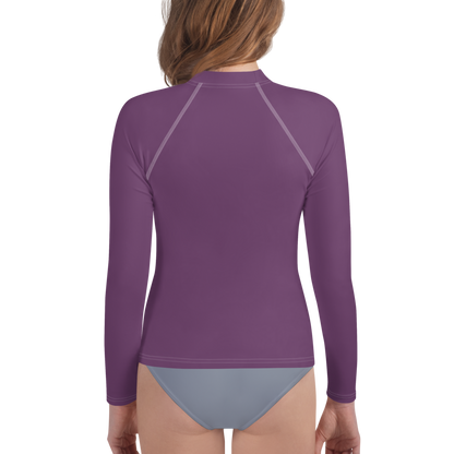 Michigan Upper Peninsula Rash Guard (w/ UP Outline) | Youth - Plum