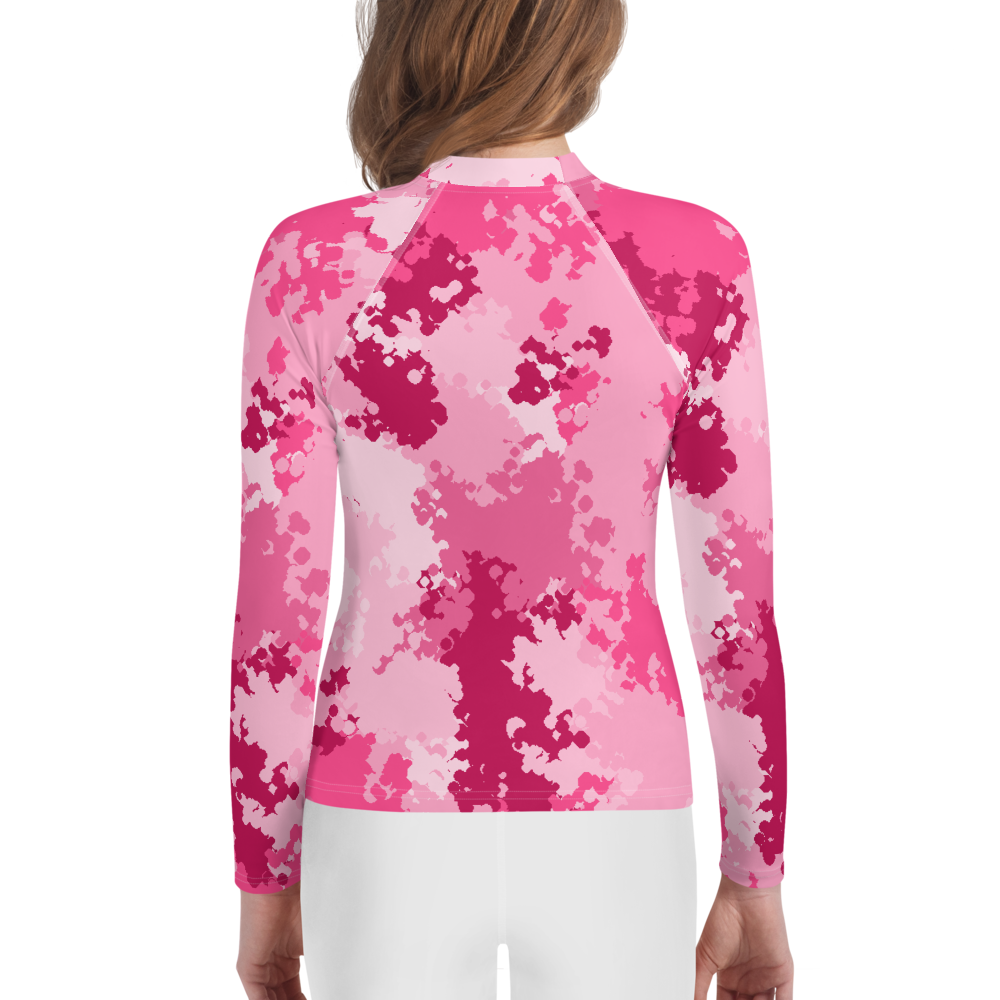 Michigan Upper Peninsula Rash Guard (w/ UP Outline) | Youth - Pink Camo