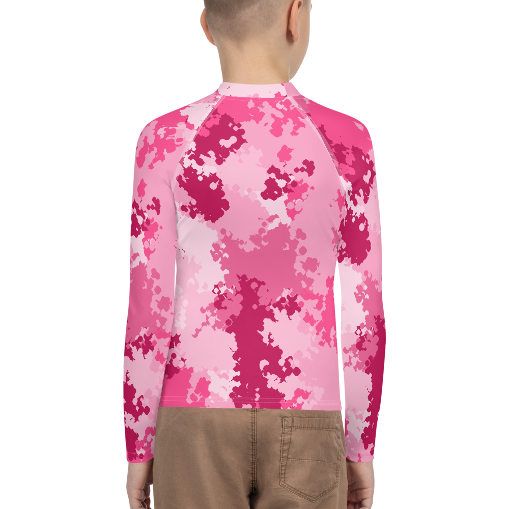 Michigan Upper Peninsula Rash Guard (w/ UP Outline) | Youth - Pink Camo