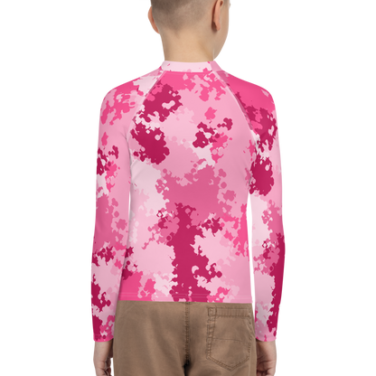 Michigan Upper Peninsula Rash Guard (w/ UP Outline) | Youth - Pink Camo