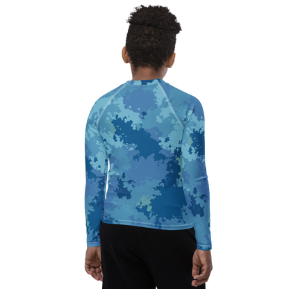 Michigan Upper Peninsula Rash Guard (w/ UP Outline) | Youth - Great Lakes Camo