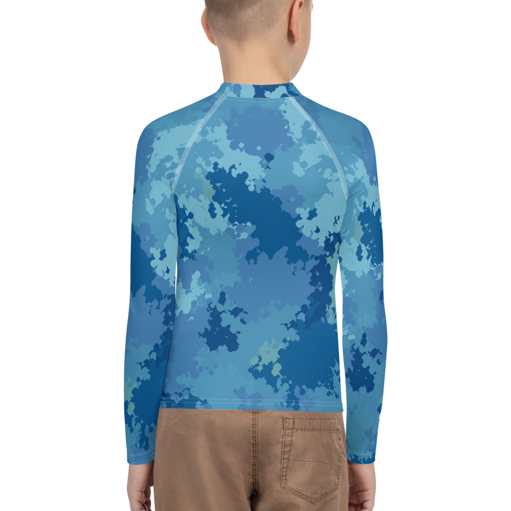 Michigan Upper Peninsula Rash Guard (w/ UP Outline) | Youth - Great Lakes Camo