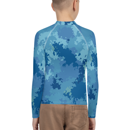 Michigan Upper Peninsula Rash Guard (w/ UP Outline) | Youth - Great Lakes Camo