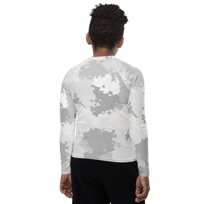 Michigan Upper Peninsula Rash Guard (w/ UP Outline) | Youth - Snow Camo