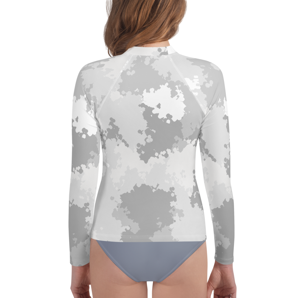 Michigan Upper Peninsula Rash Guard (w/ UP Outline) | Youth - Snow Camo