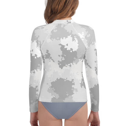 Michigan Upper Peninsula Rash Guard (w/ UP Outline) | Youth - Snow Camo