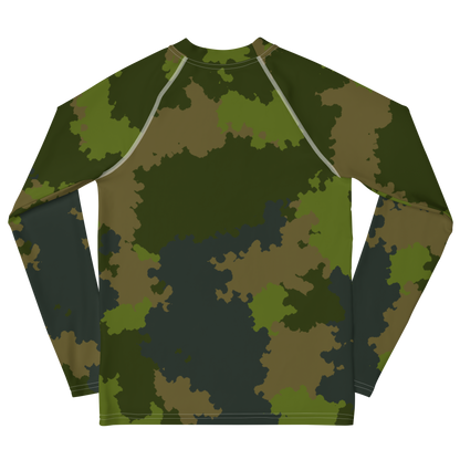 Michigan Upper Peninsula Rash Guard (w/ UP Outline) | Youth - Woodland Camo