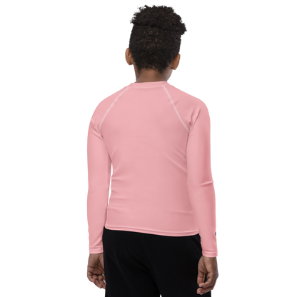 Michigan Upper Peninsula Rash Guard (w/ UP Outline) | Youth - Strawberry Pink