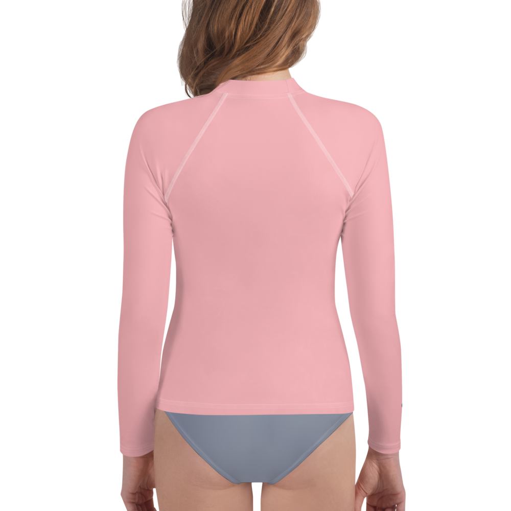 Michigan Upper Peninsula Rash Guard (w/ UP Outline) | Youth - Strawberry Pink