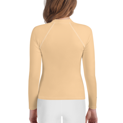 Michigan Upper Peninsula Rash Guard (w/ UP Outline) | Youth - Pale Apricot