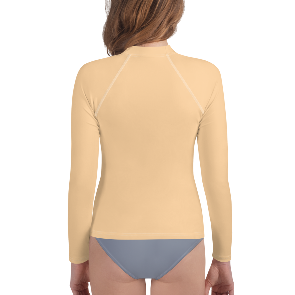 Michigan Upper Peninsula Rash Guard (w/ UP Outline) | Youth - Pale Apricot