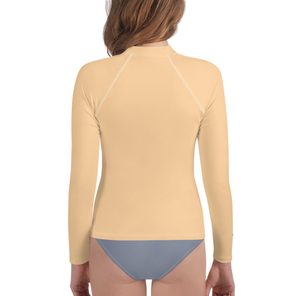 Michigan Upper Peninsula Rash Guard (w/ UP Outline) | Youth - Pale Apricot