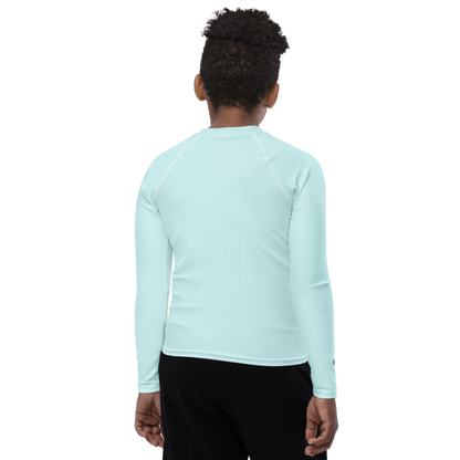 Michigan Upper Peninsula Rash Guard (w/ UP Outline) | Youth - Cyan