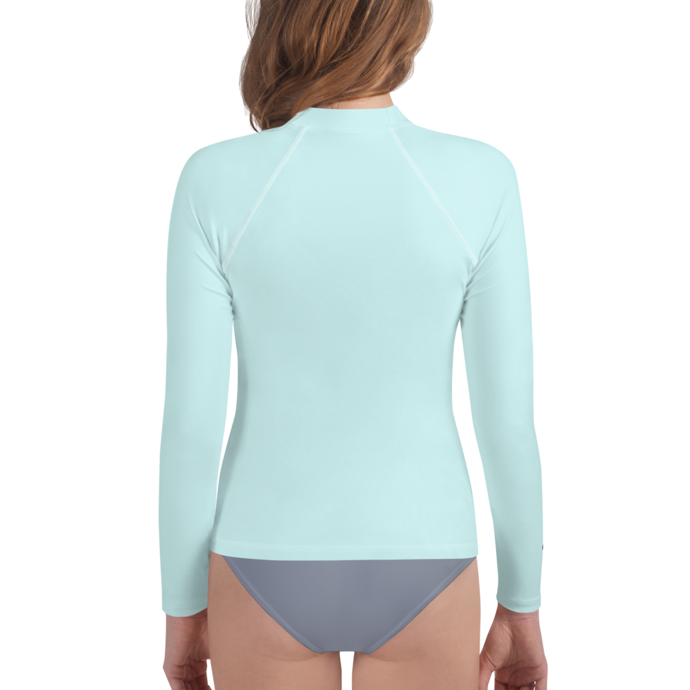 Michigan Upper Peninsula Rash Guard (w/ UP Outline) | Youth - Cyan