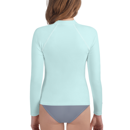 Michigan Upper Peninsula Rash Guard (w/ UP Outline) | Youth - Cyan