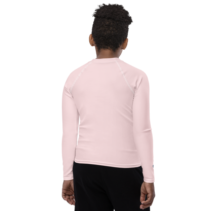 Michigan Upper Peninsula Rash Guard (w/ UP Outline) | Youth - Pale Pink