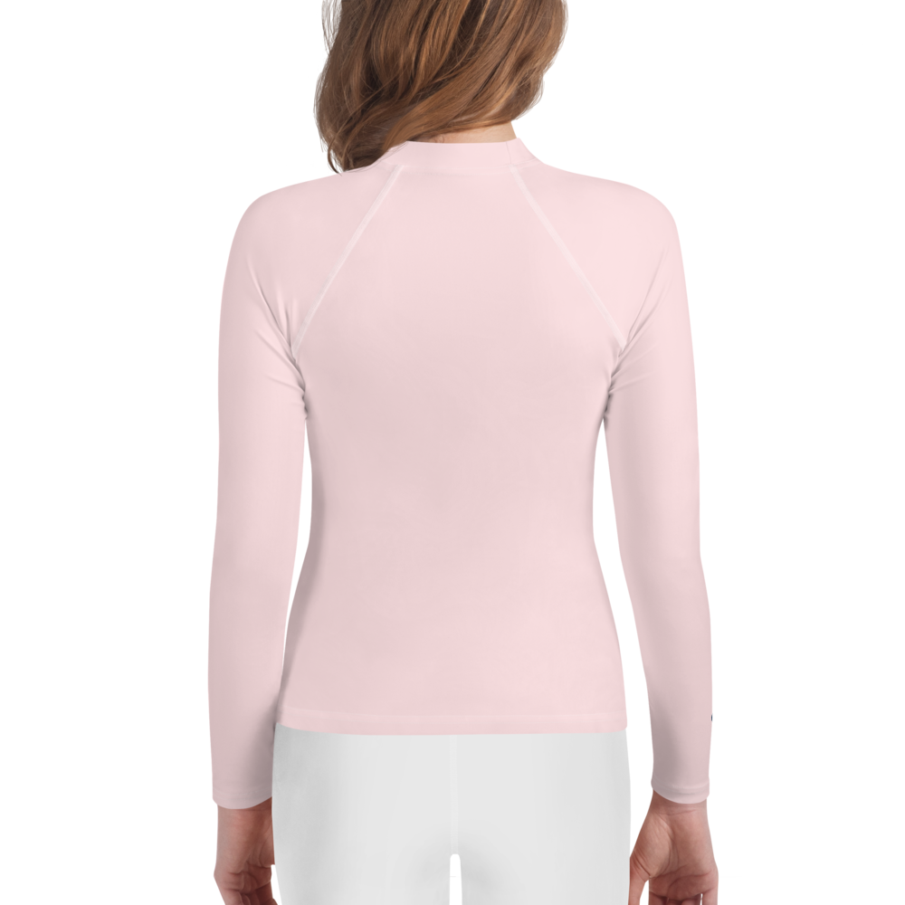 Michigan Upper Peninsula Rash Guard (w/ UP Outline) | Youth - Pale Pink