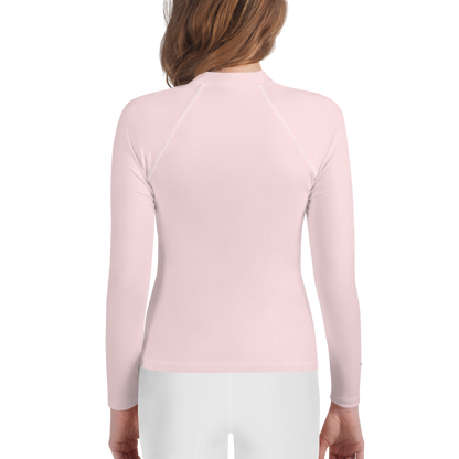 Michigan Upper Peninsula Rash Guard (w/ UP Outline) | Youth - Pale Pink