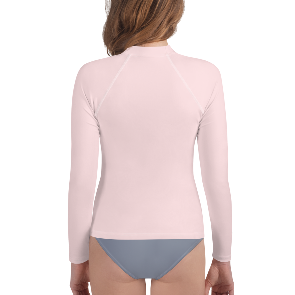 Michigan Upper Peninsula Rash Guard (w/ UP Outline) | Youth - Pale Pink