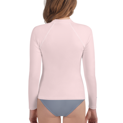 Michigan Upper Peninsula Rash Guard (w/ UP Outline) | Youth - Pale Pink