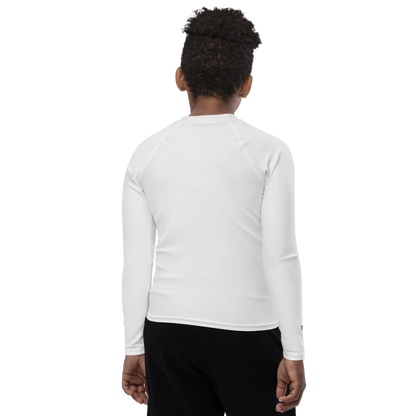 Michigan Upper Peninsula Rash Guard (w/ UP Outline) | Youth - Birch Bark White