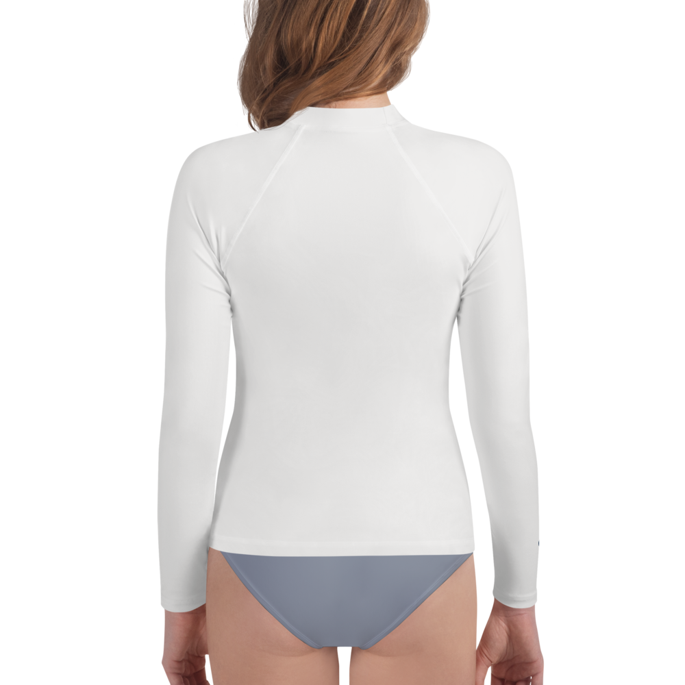 Michigan Upper Peninsula Rash Guard (w/ UP Outline) | Youth - Birch Bark White