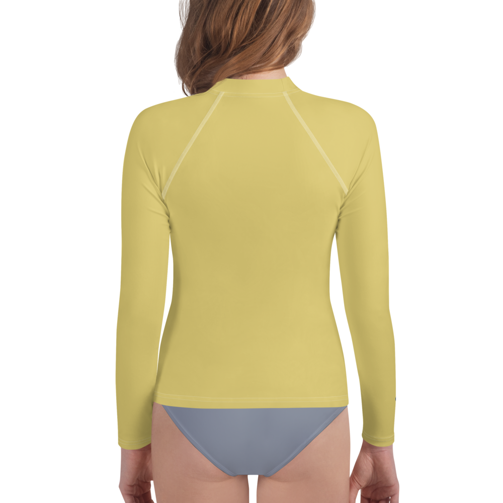 Michigan Upper Peninsula Rash Guard (w/ UP Outline) | Youth - Plum Yellow