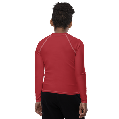 Michigan Upper Peninsula Rash Guard (w/ UP USA Flag) | Youth - Thimbleberry Red