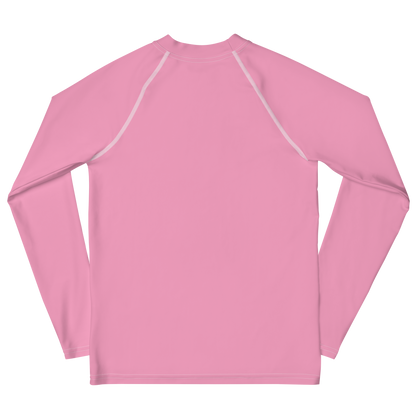 Michigan Upper Peninsula Rash Guard (w/ UP USA Flag) | Youth - Rhodochrosite Pink