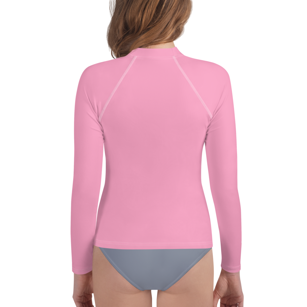 Michigan Upper Peninsula Rash Guard (w/ UP USA Flag) | Youth - Rhodochrosite Pink