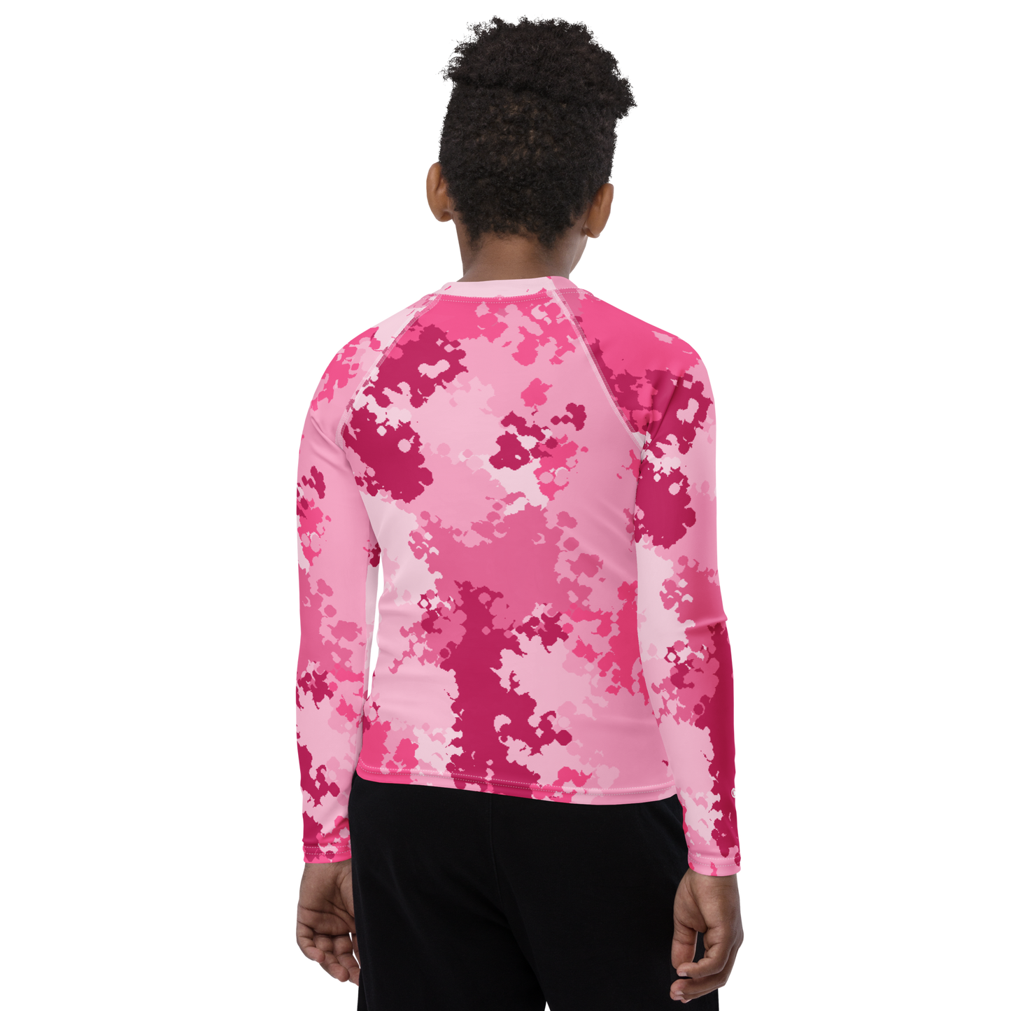 Michigan Upper Peninsula Rash Guard (w/ UP USA Flag) | Youth - Pink Camo