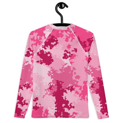 Michigan Upper Peninsula Rash Guard (w/ UP USA Flag) | Youth - Pink Camo