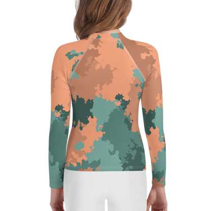 Michigan Upper Peninsula Rash Guard (w/ UP USA Flag) | Youth - Copper Country Camo