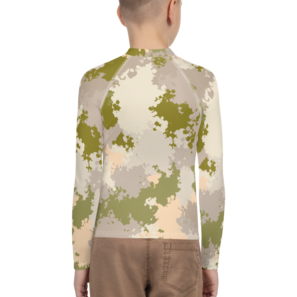 Michigan Upper Peninsula Rash Guard (w/ UP USA Flag) | Youth - Rosy Mound Camo