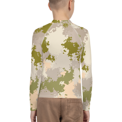 Michigan Upper Peninsula Rash Guard (w/ UP USA Flag) | Youth - Rosy Mound Camo