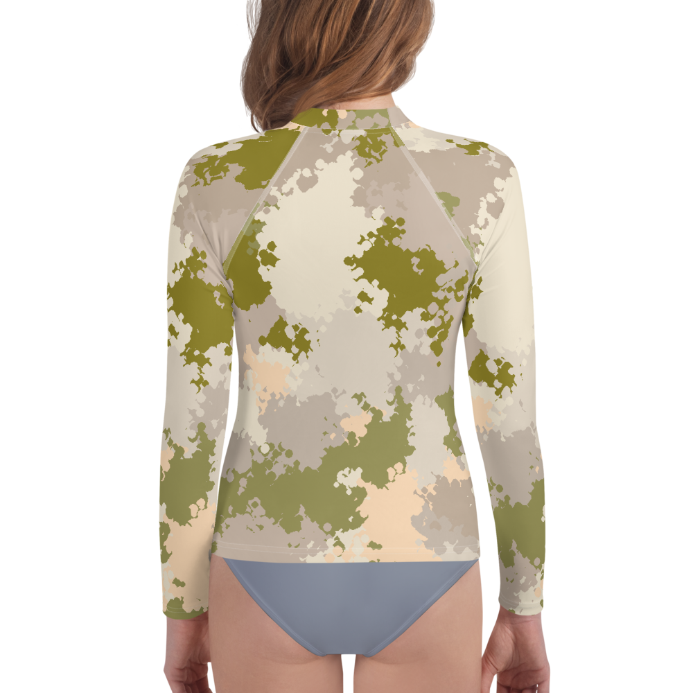 Michigan Upper Peninsula Rash Guard (w/ UP USA Flag) | Youth - Rosy Mound Camo