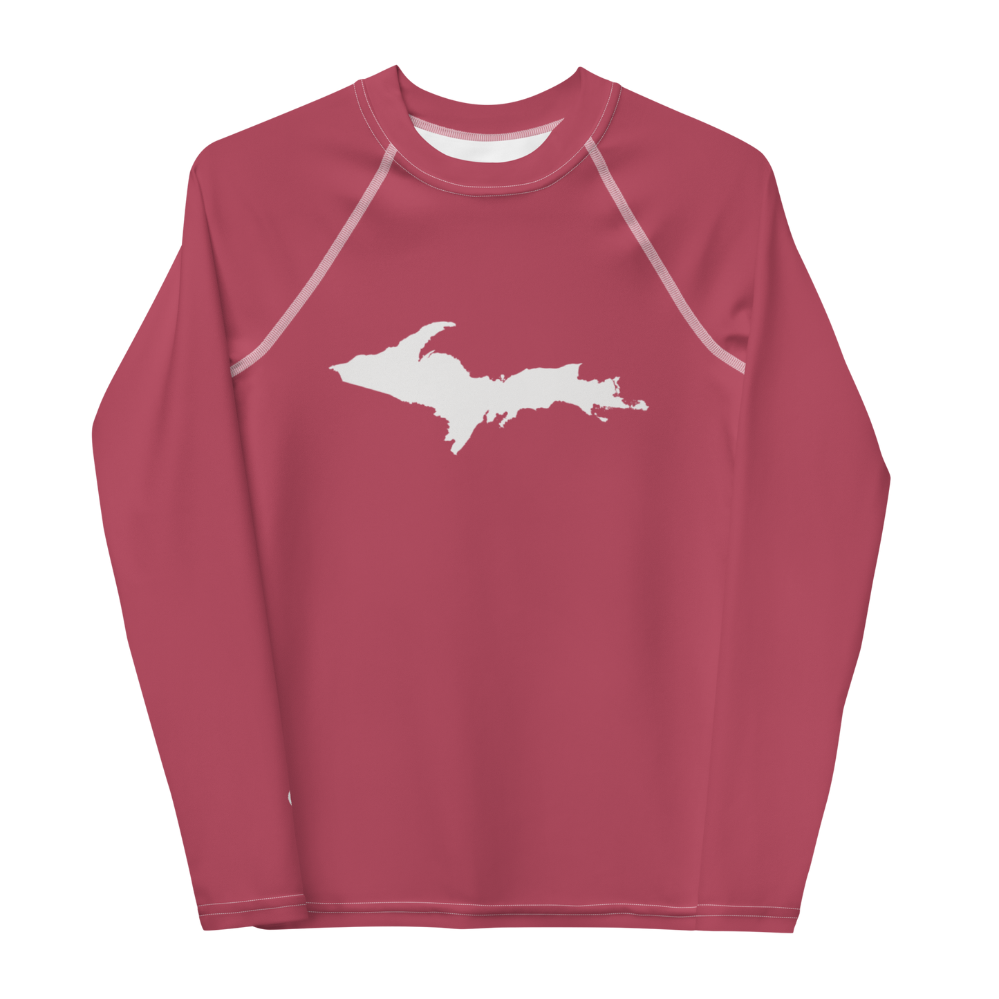 Michigan Upper Peninsula Rash Guard (w/ UP Outline) | Youth - Popstar Pink