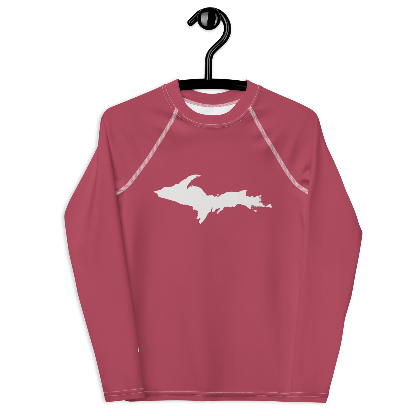 Michigan Upper Peninsula Rash Guard (w/ UP Outline) | Youth - Popstar Pink