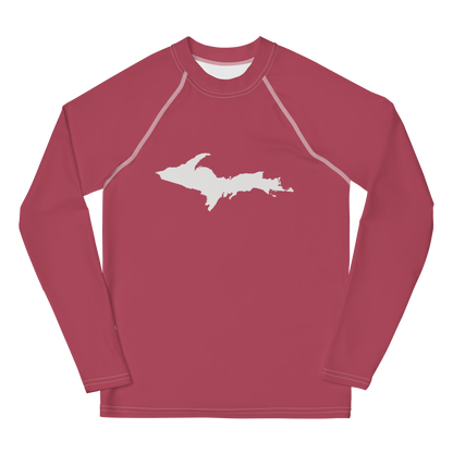 Michigan Upper Peninsula Rash Guard (w/ UP Outline) | Youth - Popstar Pink