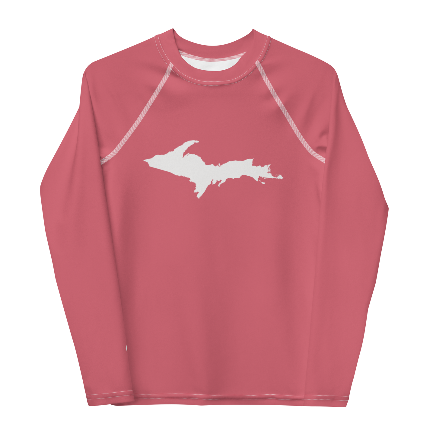 Michigan Upper Peninsula Rash Guard (w/ UP Outline) | Youth - Watermelon Pink