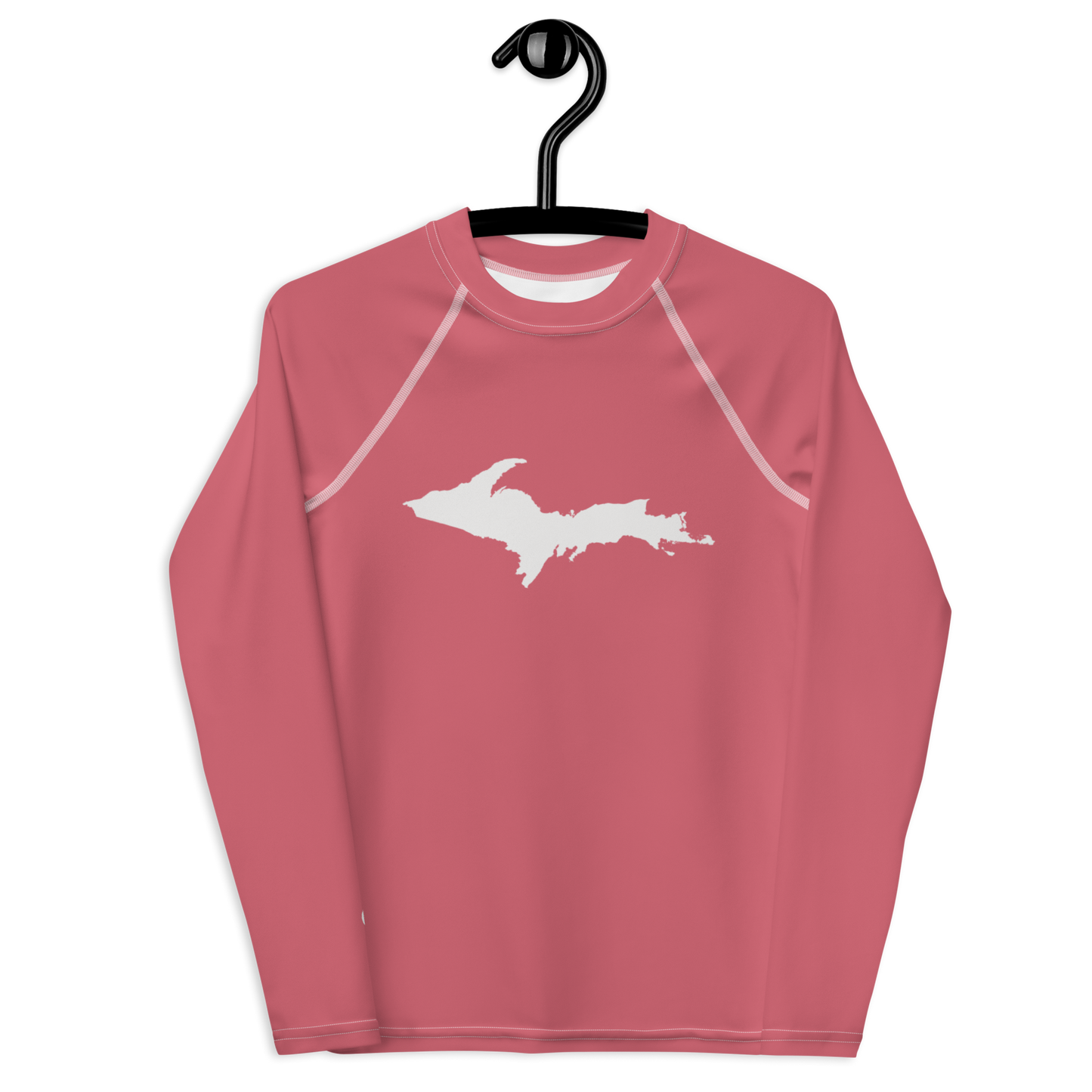 Michigan Upper Peninsula Rash Guard (w/ UP Outline) | Youth - Watermelon Pink