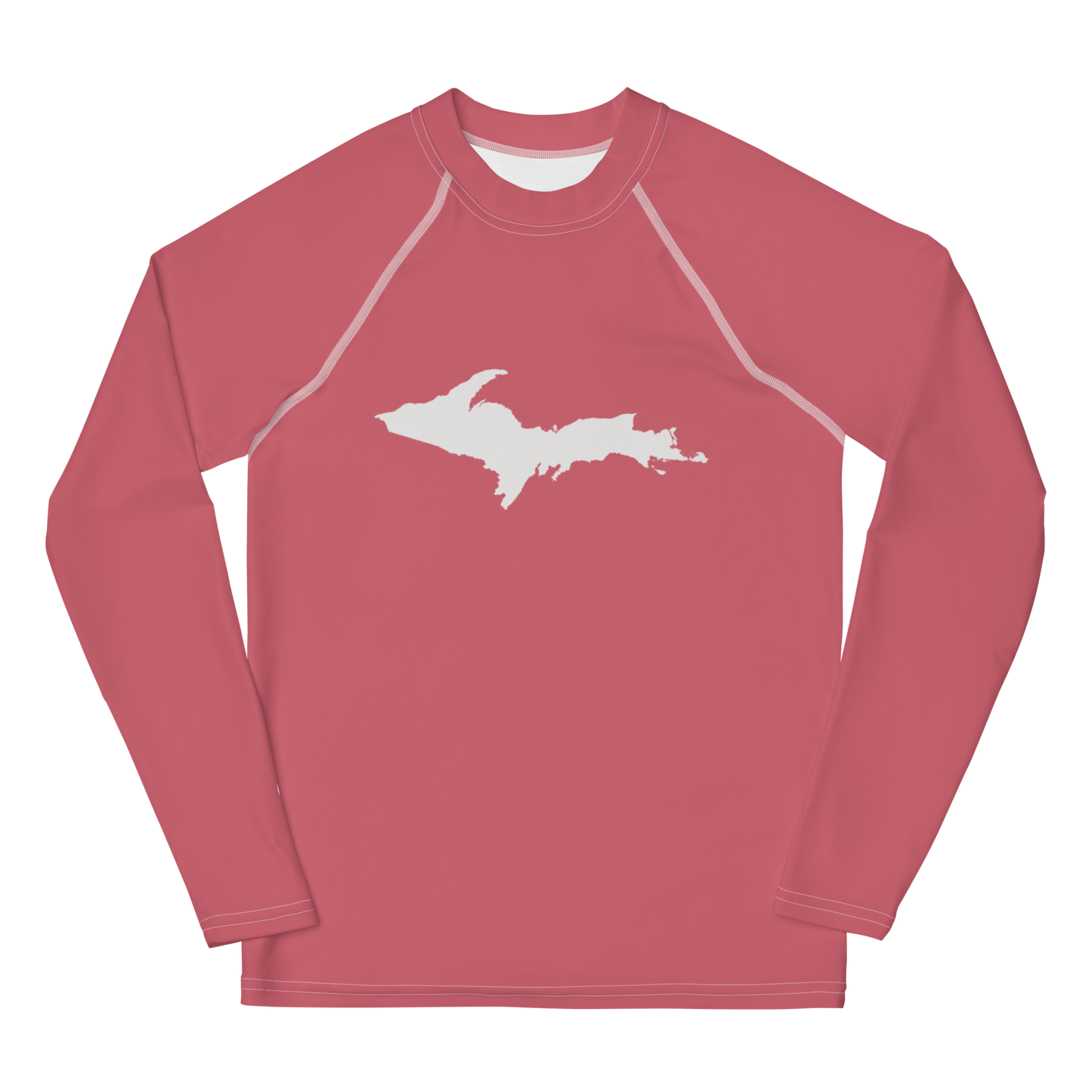 Michigan Upper Peninsula Rash Guard (w/ UP Outline) | Youth - Watermelon Pink