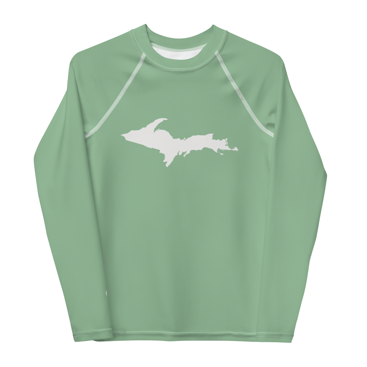 Michigan Upper Peninsula Rash Guard (w/ UP Outline) | Youth - Sea Green